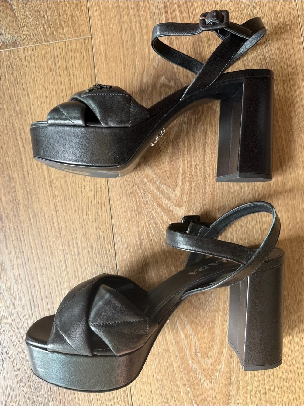 Prada Black Quilted Leather Platform Sandals